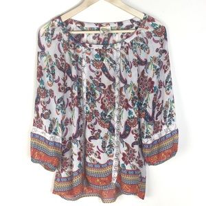 Anthropologie | Fig and flower floral blouse M